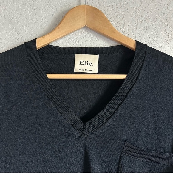 Elie by Elie Tahari V Neck Long Sleeve Viscose Single Pocket Sweater Top… - Picture 6 of 12